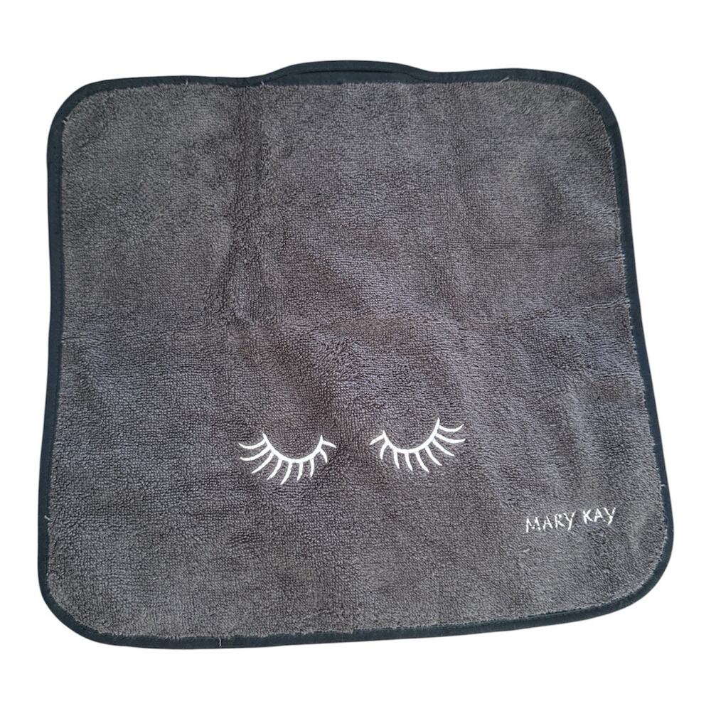 MARY KAY Dark Gray Facial Makeup Wash Cloth Towel 12" x 12" New Eyelashes Wink